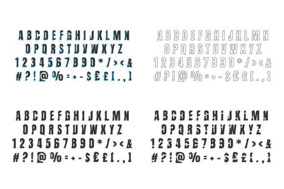 Black Bold and Linear Cut Style Alphabet for Crafts & Graphics