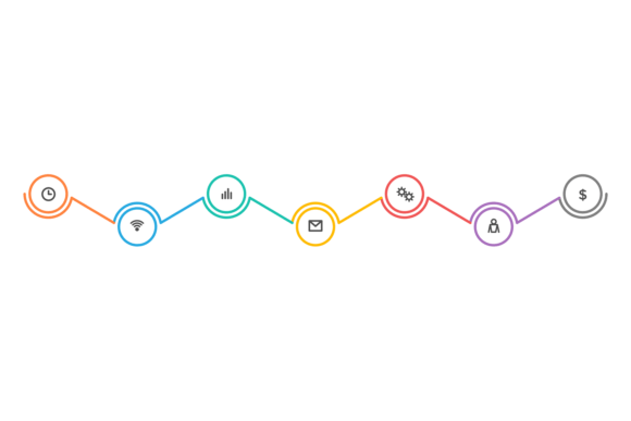 Business Icons in Infographic Color Line