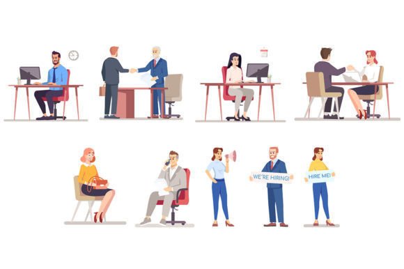 Business Meeting Color Vector Characters Graphics