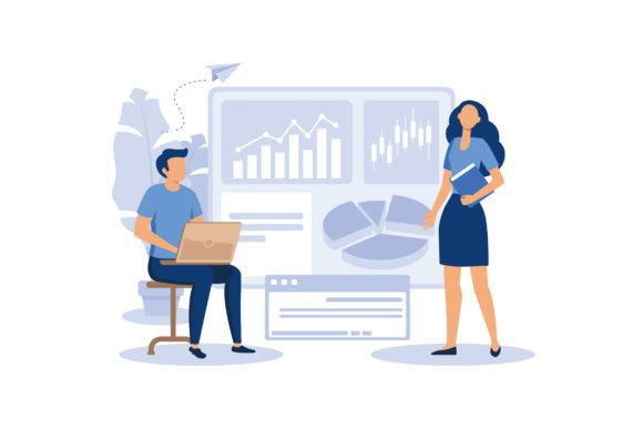 Business, Office Workers Are Studying Graphics