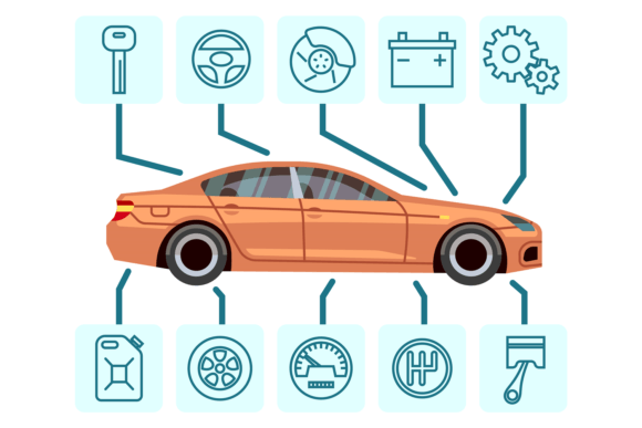 Car Parts Diagram. Repair Service Infogr