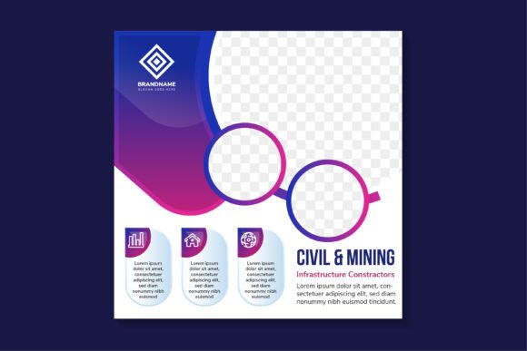 Civil and Mining Square Banner Graphics