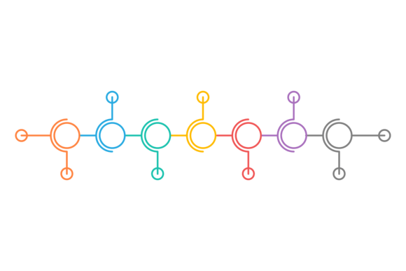 Connected Line Circles. Process Stages Graphics