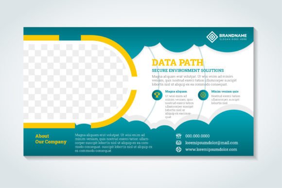 Data Path Horizontal Banner Cloud: Graphics for Print Templates