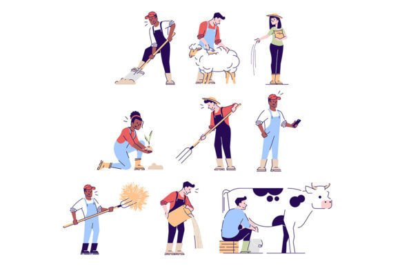 Farming Flat Vector Illustrations Set