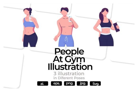 People at Gym Illustration