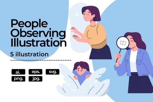 People Observing Illustration Pack: Graphics and Illustrations for Digital Sellers