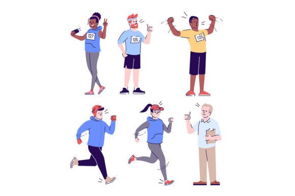 Run Marathon Color Vector Illustration Graphics