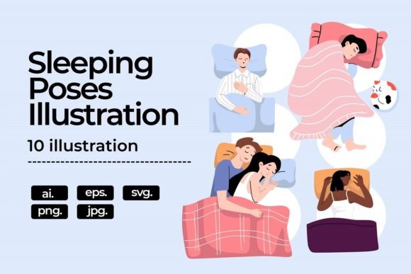 Sleeping Illustration in Flat Graphics