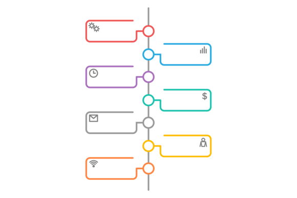 Thin Color Line Timeline Template: Graphics for Editorial Use