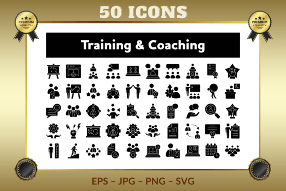 Training Coaching Glyph Icons: Graphics and Icons for Branding
