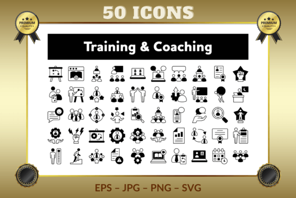 Training Coaching Half Glyph Icons