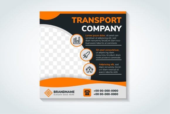 Transport Company Square Banner Graphics