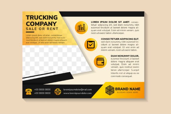 Trucking Company Horizontal Flyer: Graphics and Print Templates