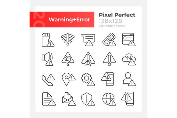 Warning Signals Pixel Perfect Icon Set