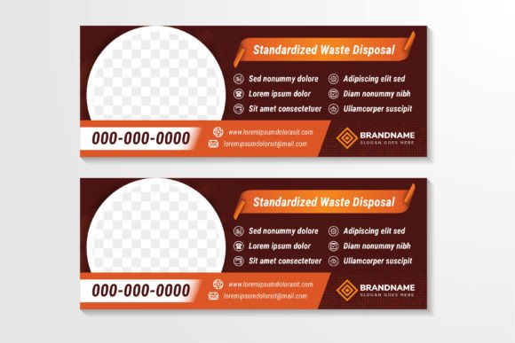 Waste Disposal Horizontal Banner Graphics for Social Media Templates